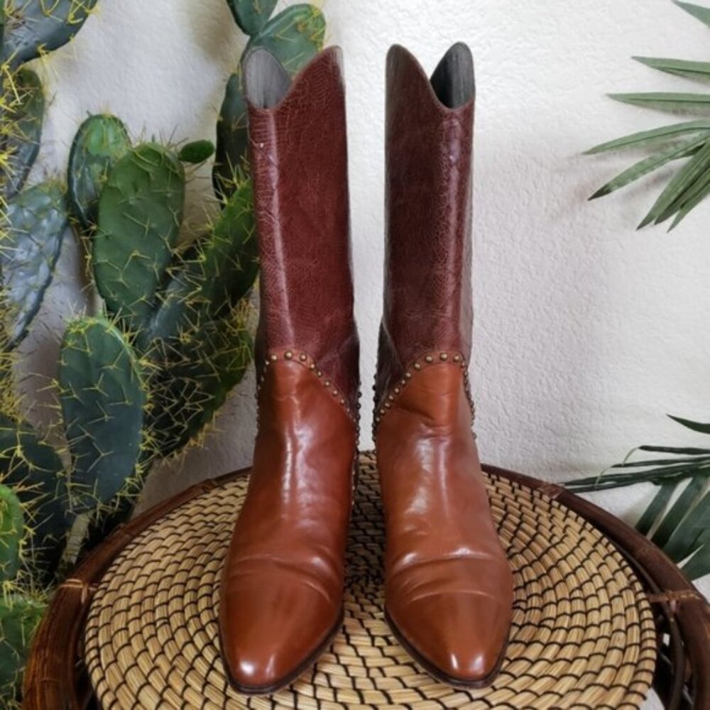 Stuart Weitzman Western Bohemian Studded Leather … - image 3